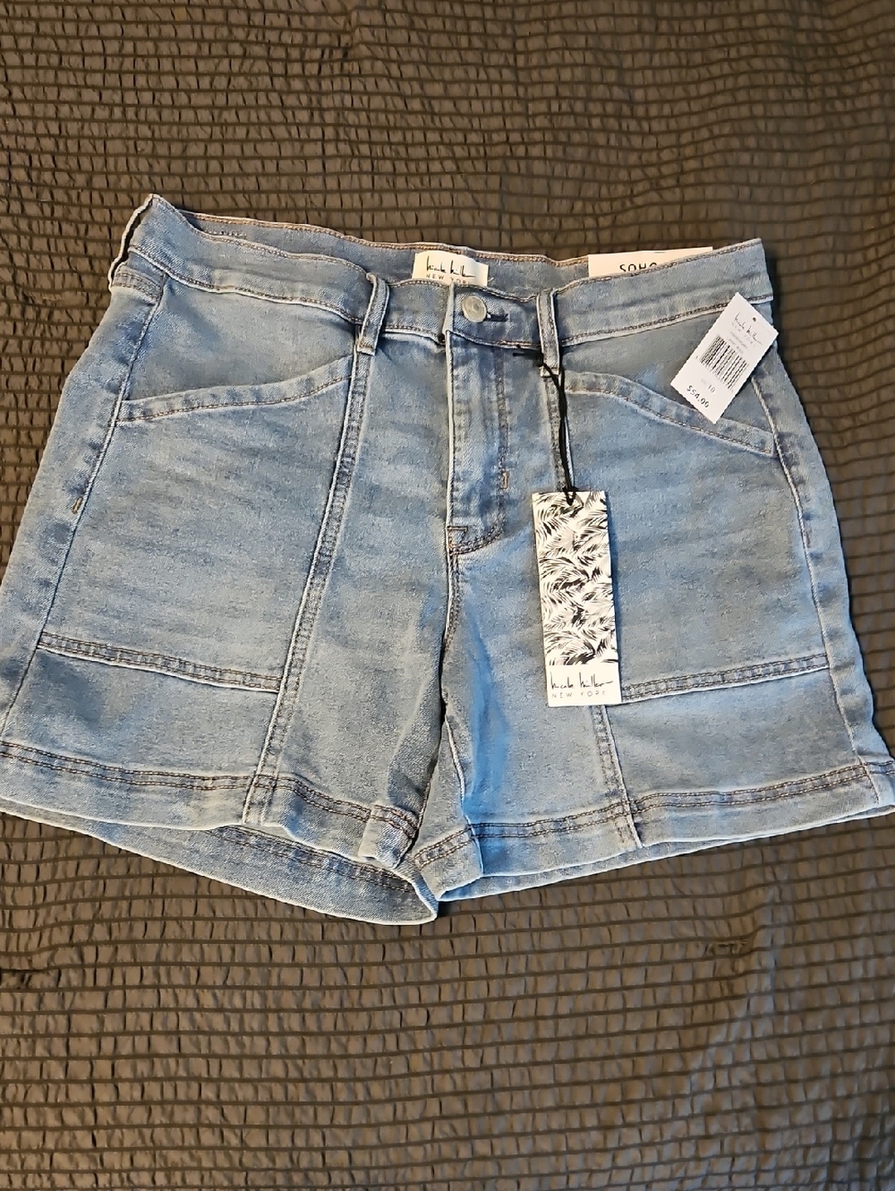 Nicole Miller Light Blue Denim Panel Shorts